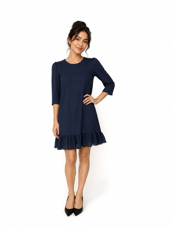 Tommy Hilfiger Dresses & Skirts - Tommy Hilfiger Black Jersey/Chiffon Mix Ruffle Hem Dress